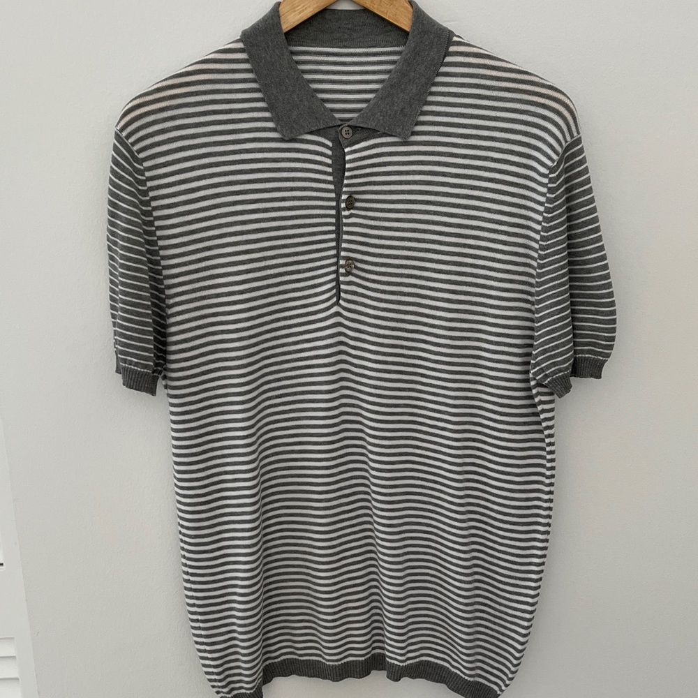 Men's Striped Polo Shirt - Gray